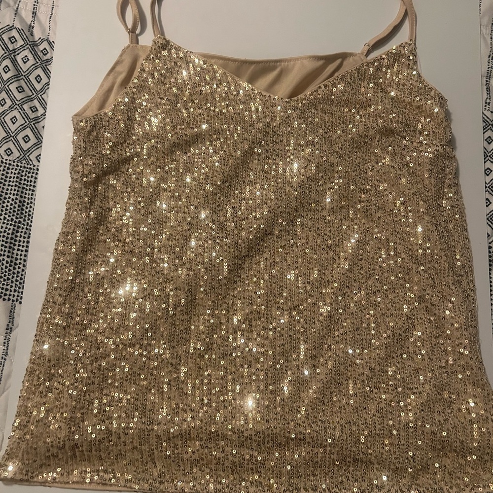 Amazon Essentials Gold Sequin Camisole - image 1